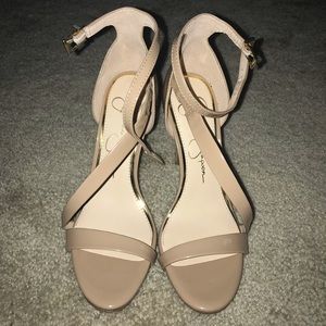 Nude Jessica Simpson strappy heels